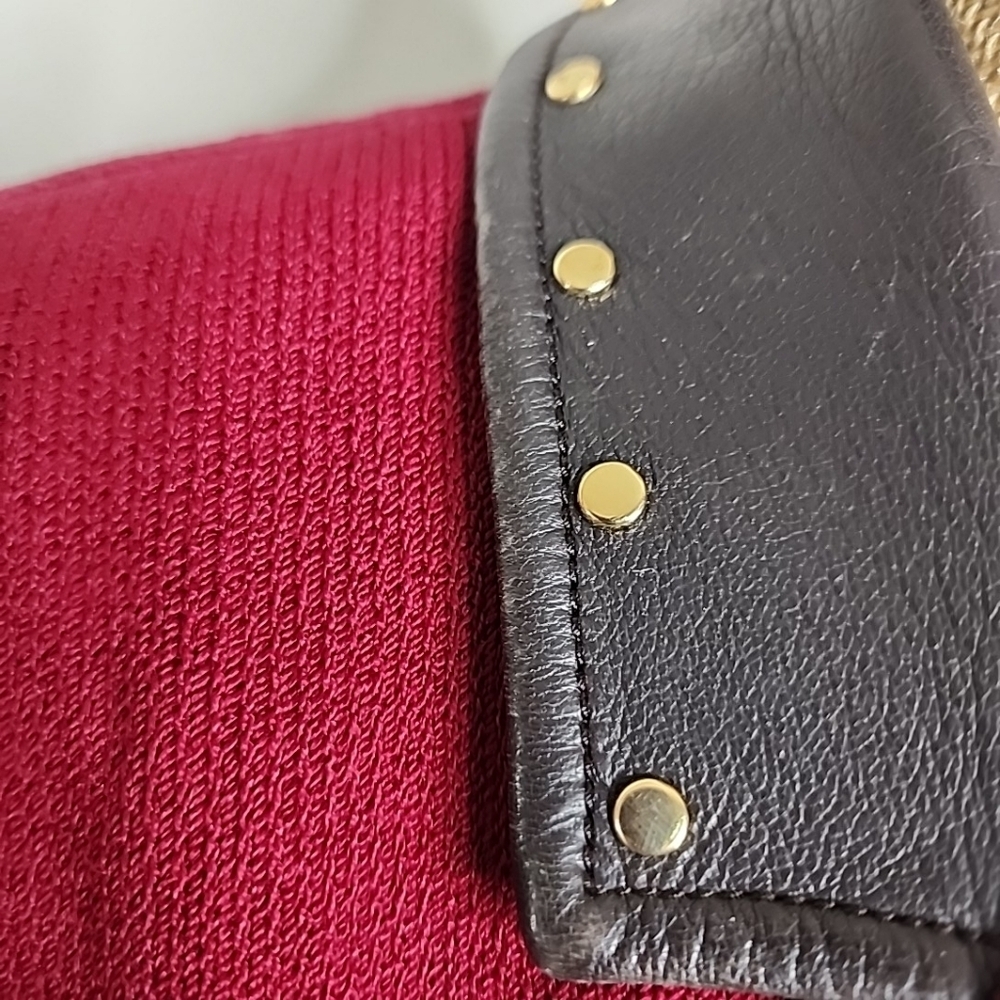 St. John Vintage Leather Trim Studded Sweater Blazer. Size 10 - Picture 14 of 16